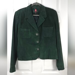 DANIER Green Suede Leather Blazer Jacket - Soft as Butter - Size L Quiet Lux